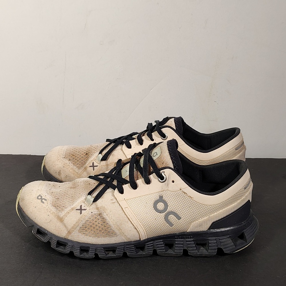 On Cloud X Women Size 8 Beige Black Mesh Lightweight Running Training Shoes - Picture 3 of 16